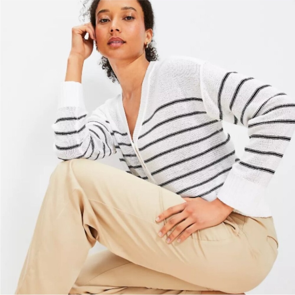 LOFT | NWT Henley Texture Stripe Sweater